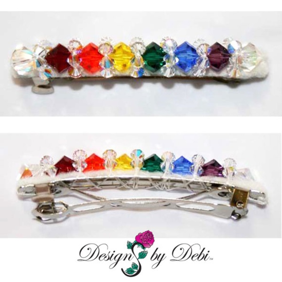 Designs by Debi Accessories - Hair Jewelry- Rainbow Swarovski Crystals Barrette